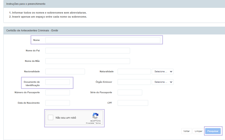 Como tirar a Certidão de Antecedentes Criminais pela internet